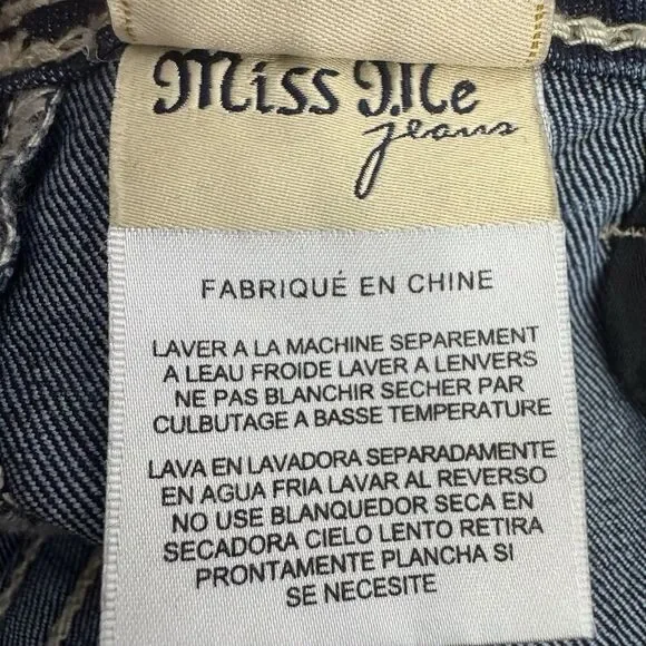 NWOT Miss Me Bootcut Jeans 28 Bling Embroidered Low Rise Denim Saddle Stitched - Picture 8 of 13